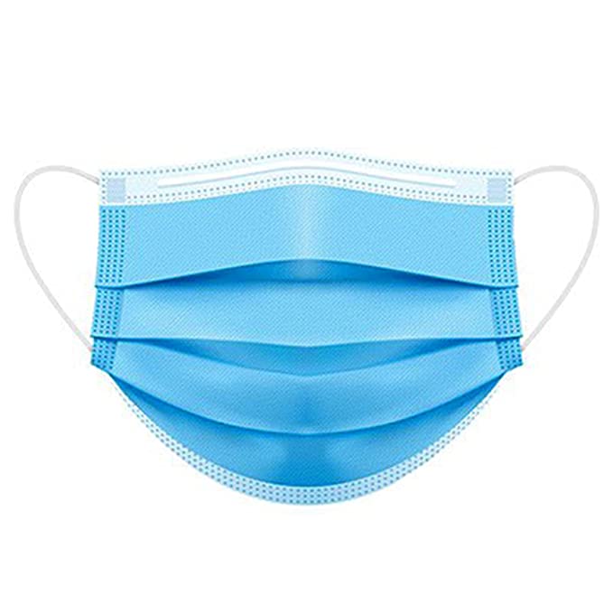 Disposable Face Mask with adjustable Nose Clip 3ply protection (Blue, Without Valve)